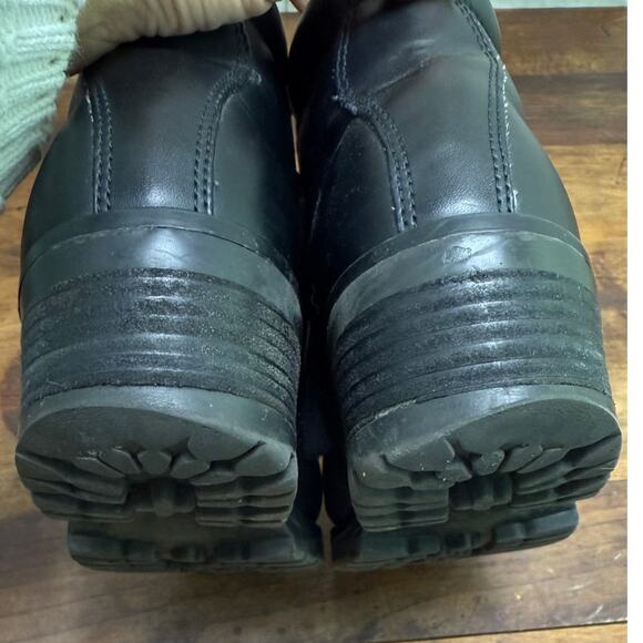 Vintage 90's Women's Black Lugz Size 6.5 Leather Workwear Grunge Chunky Heel - Picture 6 of 16